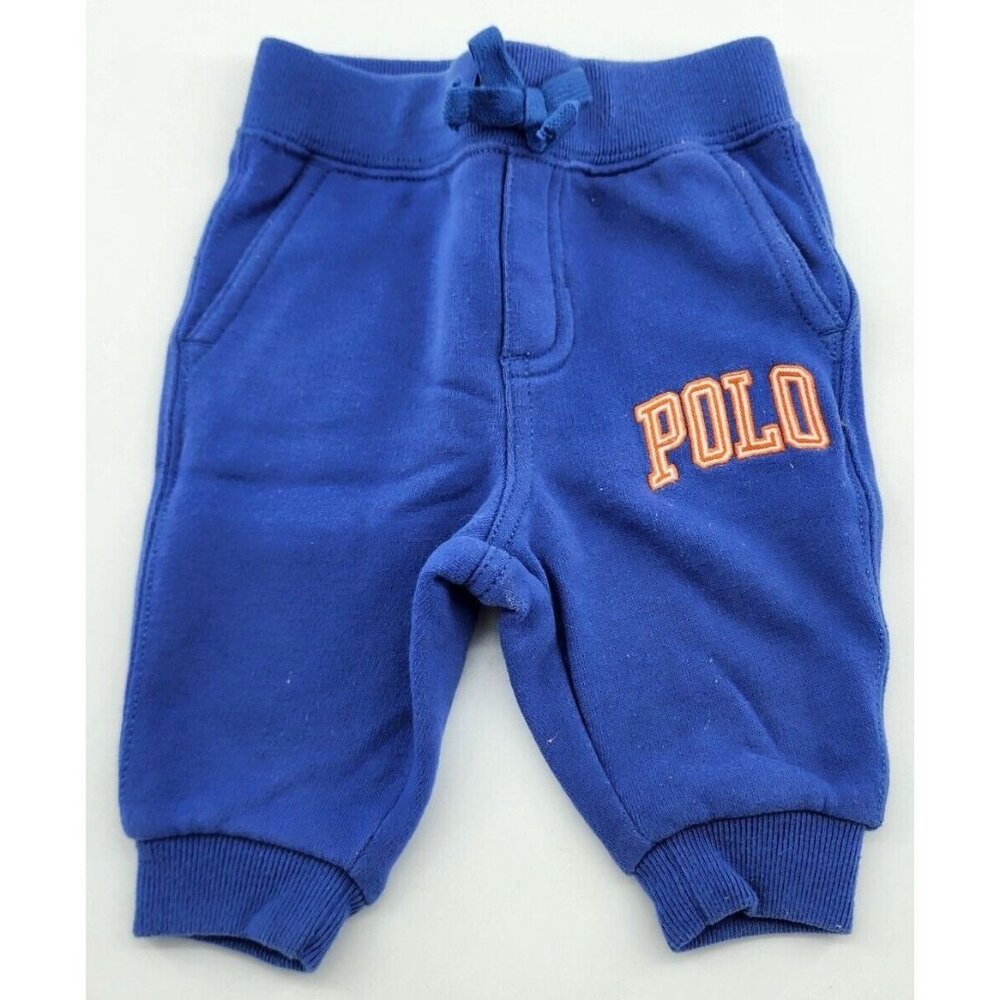 Ralph Lauren Blue Polo Spellout Logo Athletic Sweatpants Joggers Baby Size 3M
